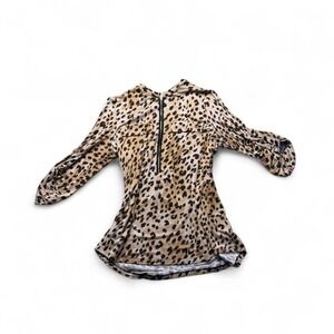 Calvin  Klein vintage zip up leopard print shirt with gold hardware
